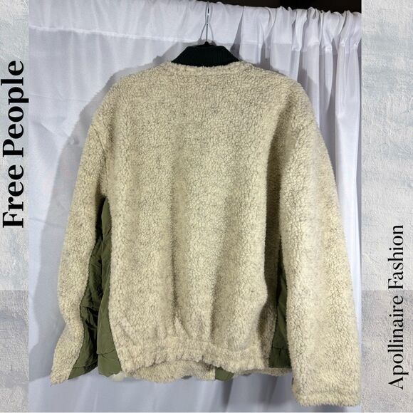 WE THE FREE RIVINGTON FAUX SHERPA ZIPPER JACKET IN DESERT STORM LARGE NEW - Picture 5 of 6